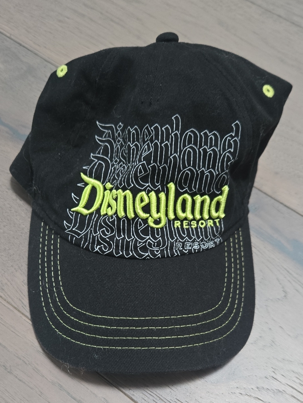 Disneyland Resort Black Hat with Neon Green Embroidery Youth and Kids Size